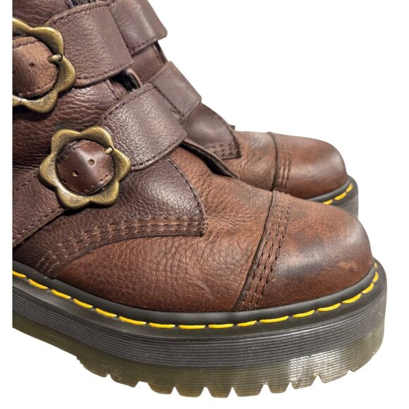 Dr. Martens Women's Size 9 Devon Flower Brown Leather Platform Boots - Picture 4 of 15